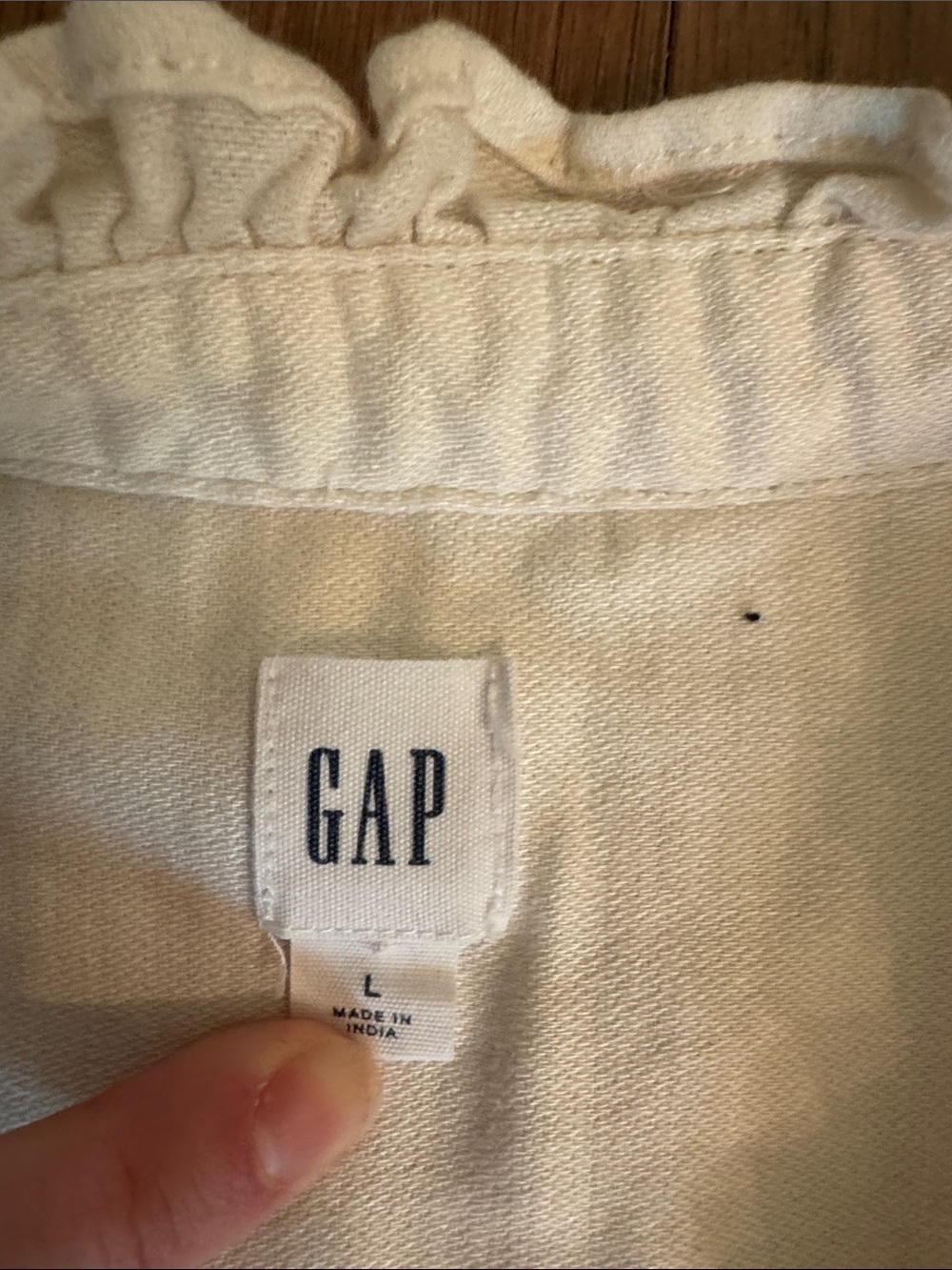 GAP Cream Ruffle-Neck Button Front Top - Picture 2 of 4